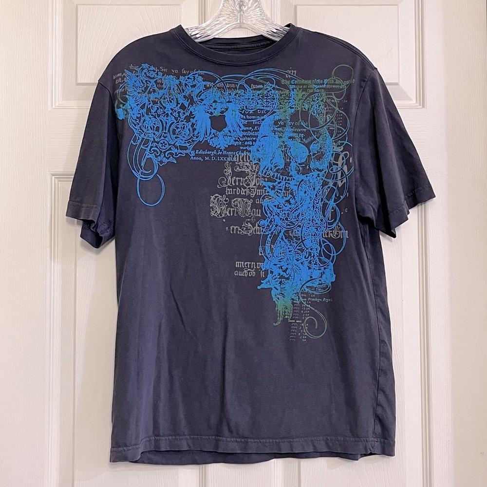 🌸3/$25 Apt. 9 Abstract Screen Print Men’s Crew Neck T-Shirt, Gray & Teal Size S